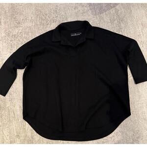 Tuckernuck Pomander Place Black Long Sleeve Overszied “Easy” Polo Top sz XS/S